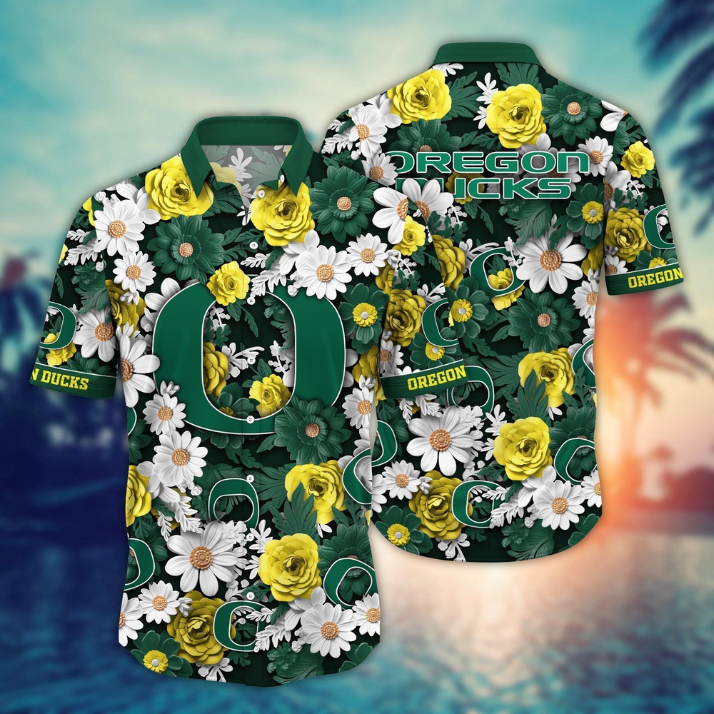NCAA Oregon Ducks Hawaiian Shirt Breeze Through Bloom For Sports Fans