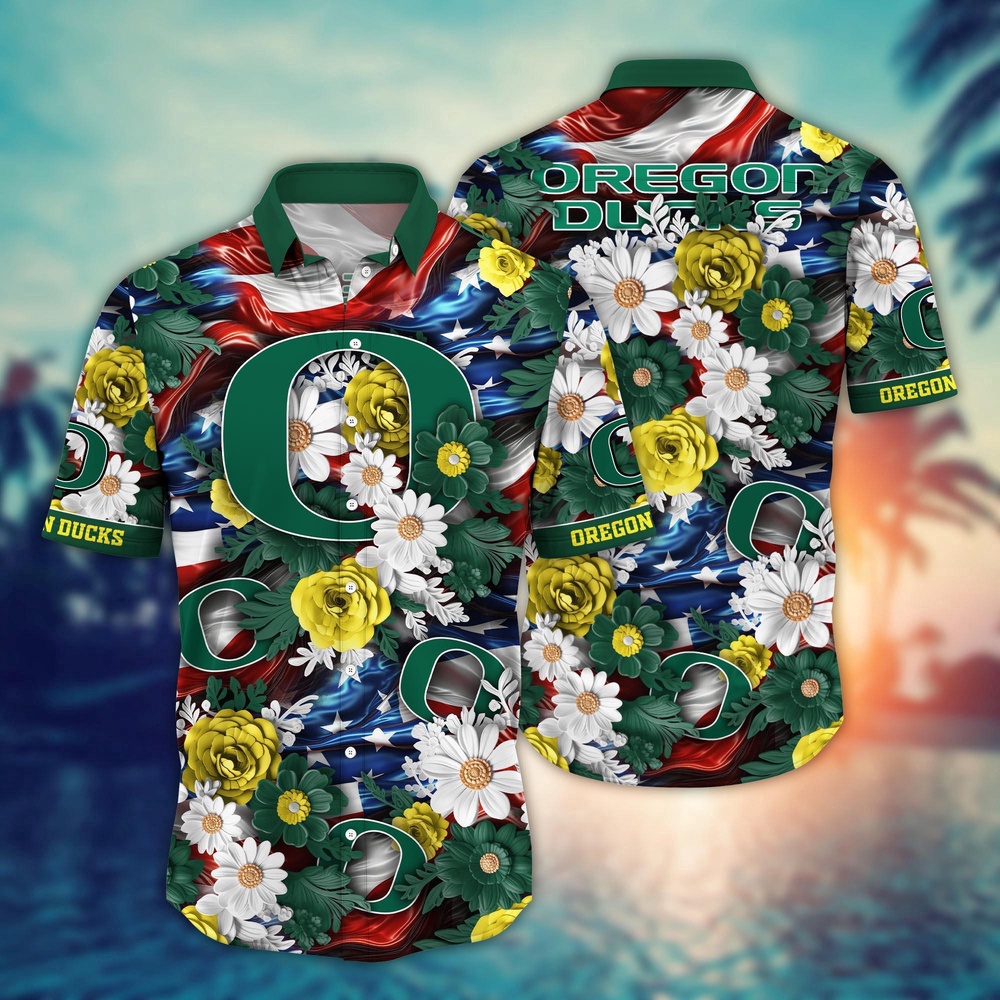 NCAA Oregon Ducks Hawaiian Shirt Campus Bloom Elegance Gift For Fans
