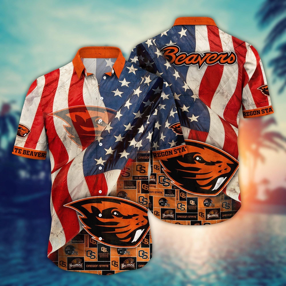 NCAA Oregon State Beavers Hawaiian Shirt US Flags Elegance For Sports Fans