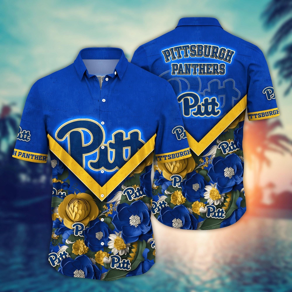 NCAA Pittsburgh Panthers Hawaiian Shirt Floral Fusion Aloha Bliss For Fans NCAA Pittsburgh Panthers Hawaiian Shirt Floral Fusion Aloha Bliss For Fans