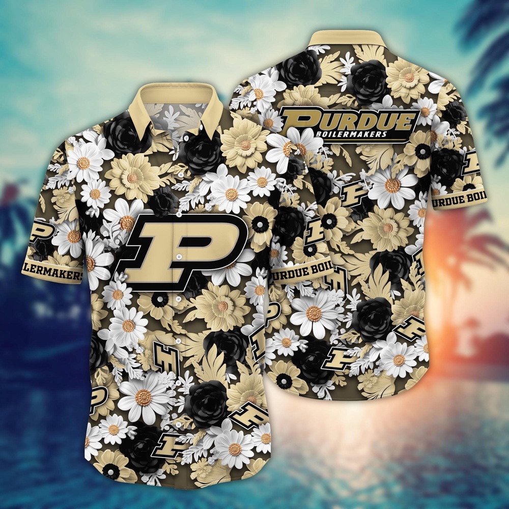NCAA Purdue Boilermakers Hawaiian Shirt Cheerful Bloom Beats For Sports Fans