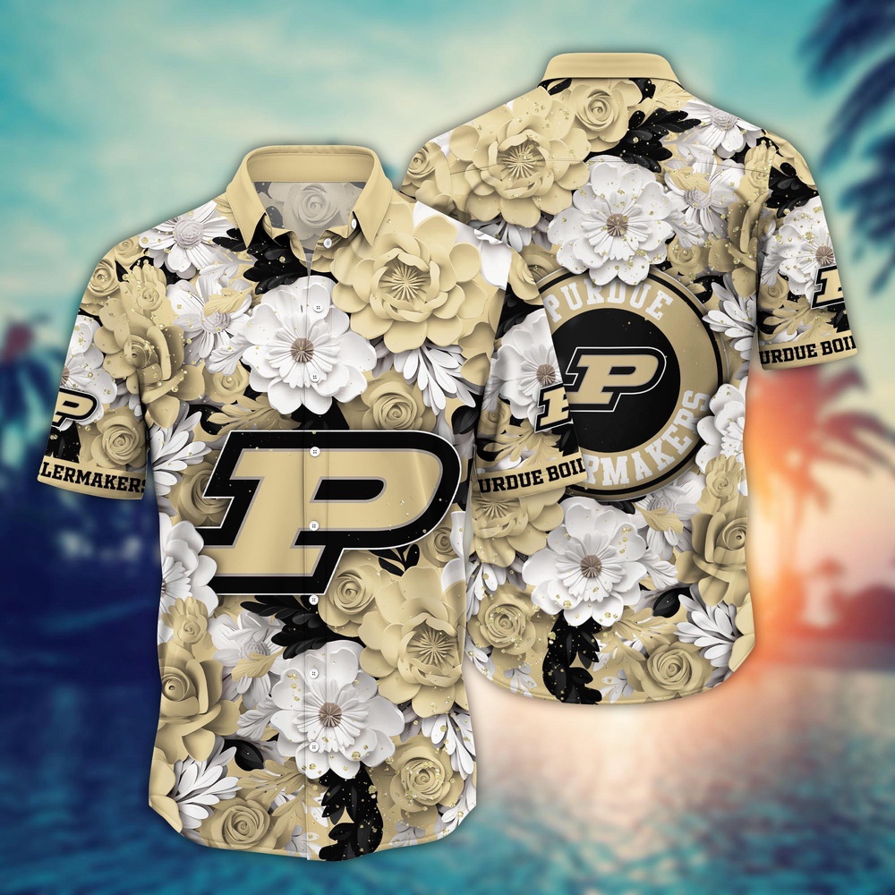 NCAA Purdue Boilermakers Hawaiian Shirt Floral Finesse Aloha Extravaganza For Fans