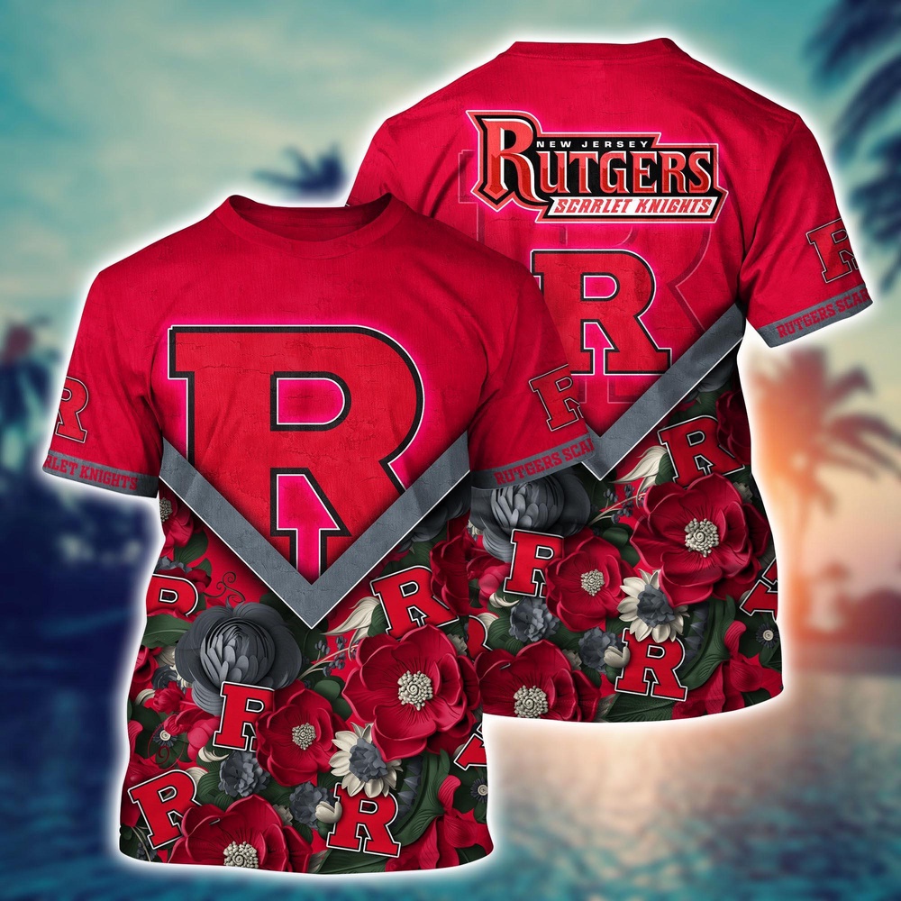 NCAA Rutgers Scarlet Knights 3D T-Shirt Sporty Elegance Bliss For Sports Fans NCAA Rutgers Scarlet Knights 3D T-Shirt Sporty Elegance Bliss For Sports Fans