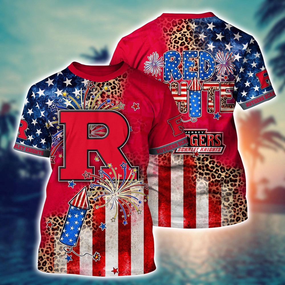 NCAA Rutgers Scarlet Knights 3D T-Shirt Vogue Bliss For Fans NCAA Rutgers Scarlet Knights 3D T-Shirt Vogue Bliss For Fans