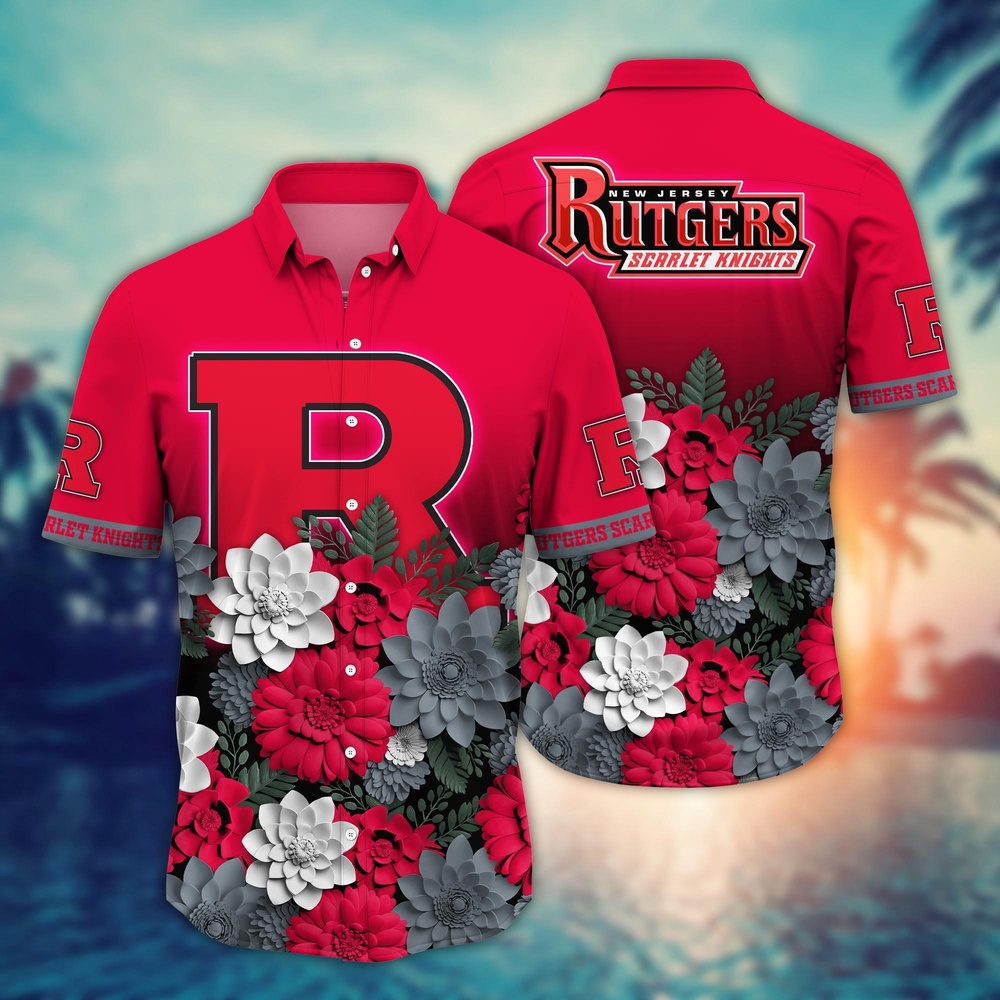 NCAA Rutgers Scarlet Knights Hawaiian Shirt Blossom Bliss Cascade For Fans