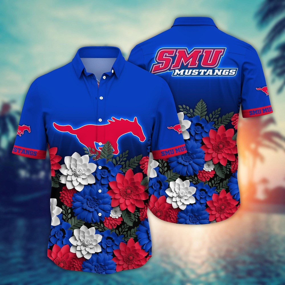 NCAA SMU Mustangs Hawaiian Shirt Blossom Bliss Cascade For Fans NCAA SMU Mustangs Hawaiian Shirt Blossom Bliss Cascade For Fans