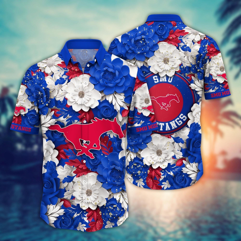 NCAA SMU Mustangs Hawaiian Shirt Floral Finesse Aloha Extravaganza For Fans NCAA SMU Mustangs Hawaiian Shirt Floral Finesse Aloha Extravaganza For Fans