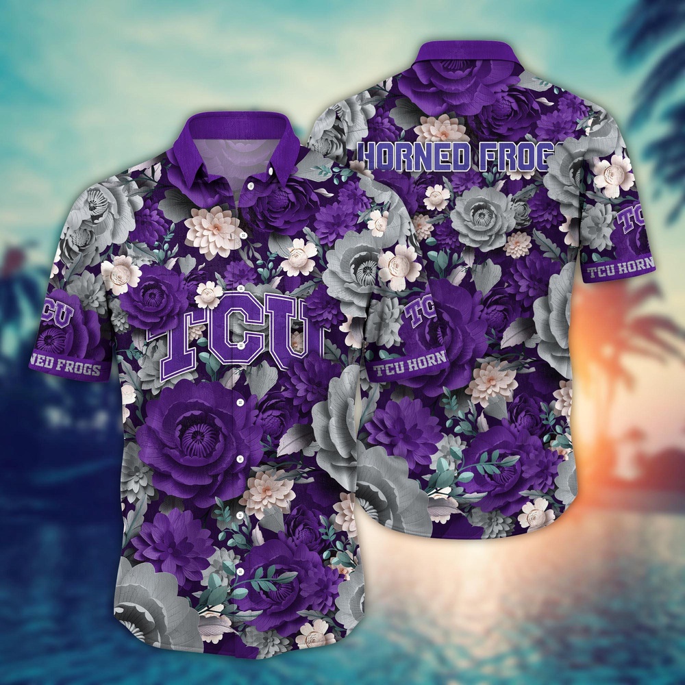 NCAA TCU Horned Frogs Hawaiian Shirt Champion Bloom Parade For Fans NCAA TCU Horned Frogs Hawaiian Shirt Champion Bloom Parade For Fans