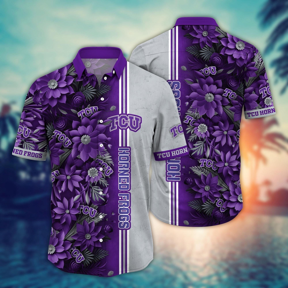 NCAA TCU Horned Frogs Hawaiian Shirt Fan Frenzy Aloha Fiesta For Fans NCAA TCU Horned Frogs Hawaiian Shirt Fan Frenzy Aloha Fiesta For Fans