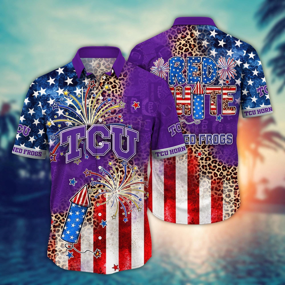 NCAA TCU Horned Frogs Hawaiian Shirt Floral Fanfare Gift For Fans NCAA TCU Horned Frogs Hawaiian Shirt Floral Fanfare Gift For Fans