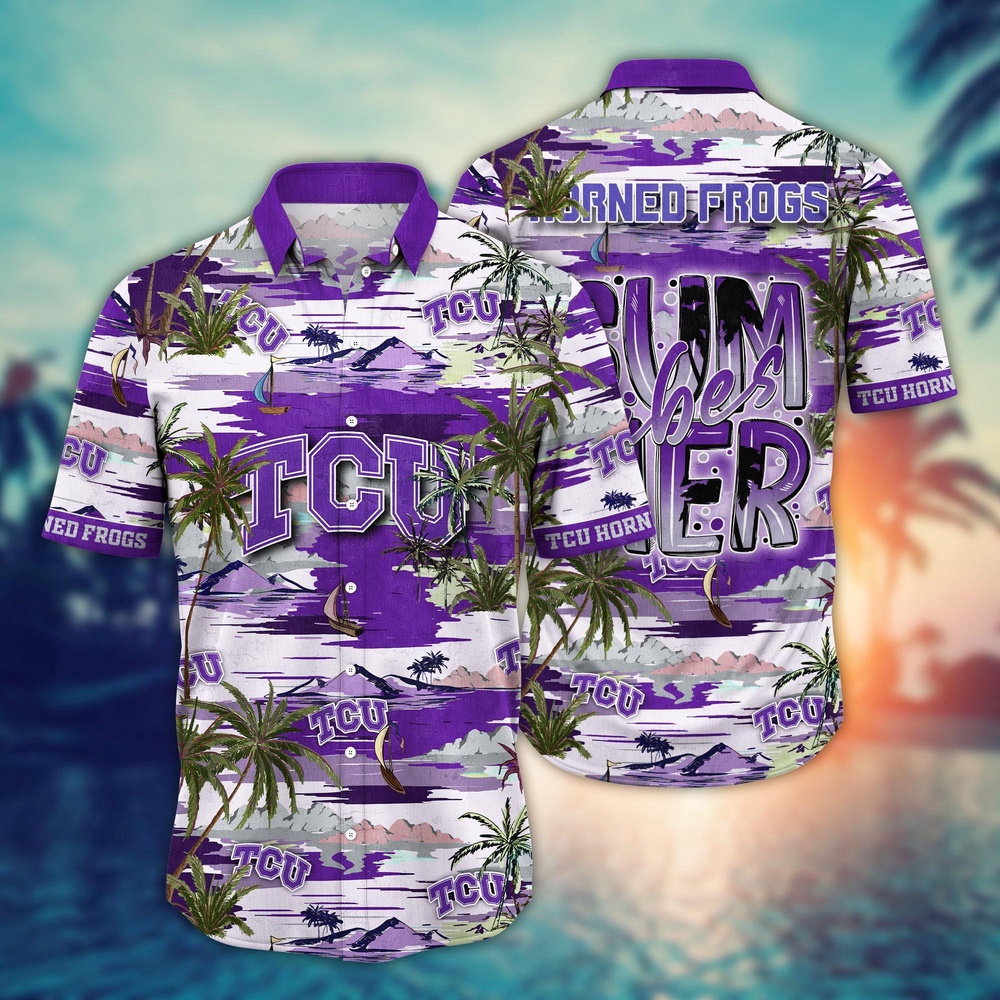 NCAA TCU Horned Frogs Hawaiian Shirt Tropical Bliss Brigade For Sports Fans NCAA TCU Horned Frogs Hawaiian Shirt Tropical Bliss Brigade For Sports Fans
