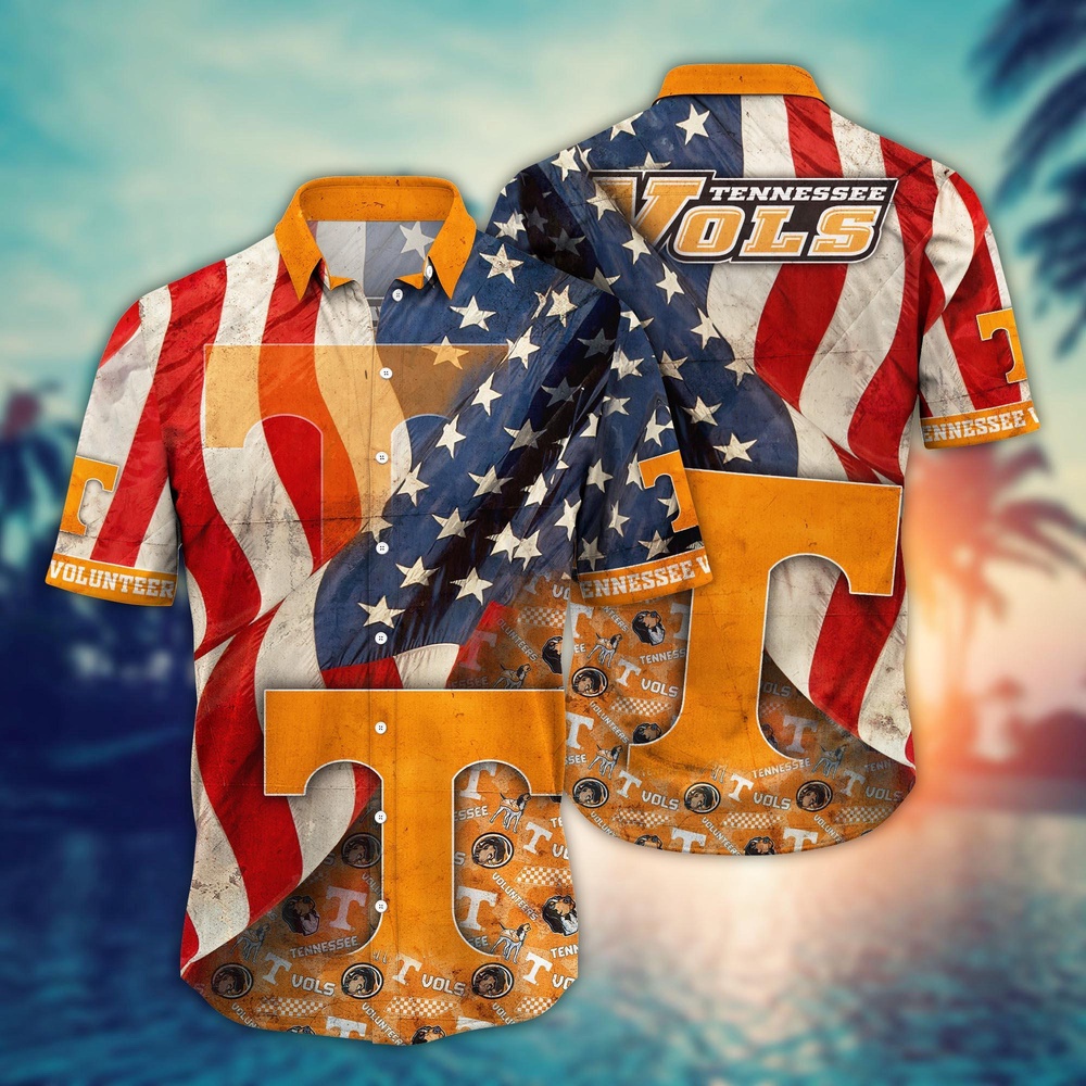 NCAA Tennessee Volunteers Hawaiian Shirt US Flags Elegance For Sports Fans NCAA Tennessee Volunteers Hawaiian Shirt US Flags Elegance For Sports Fans