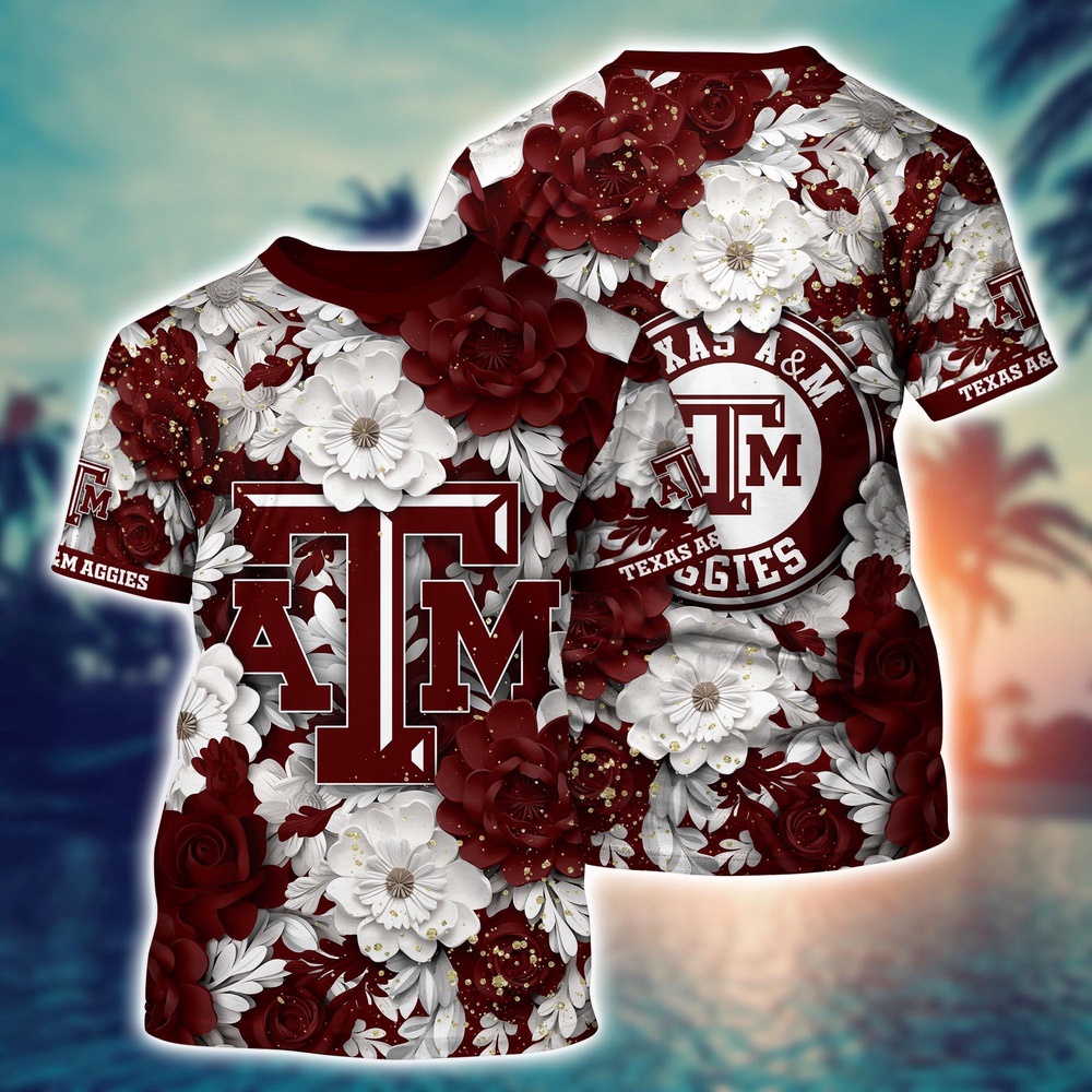 NCAA Texas A&ampM Aggies 3D T-Shirt Casual Elegance Blissful For Sports Fans