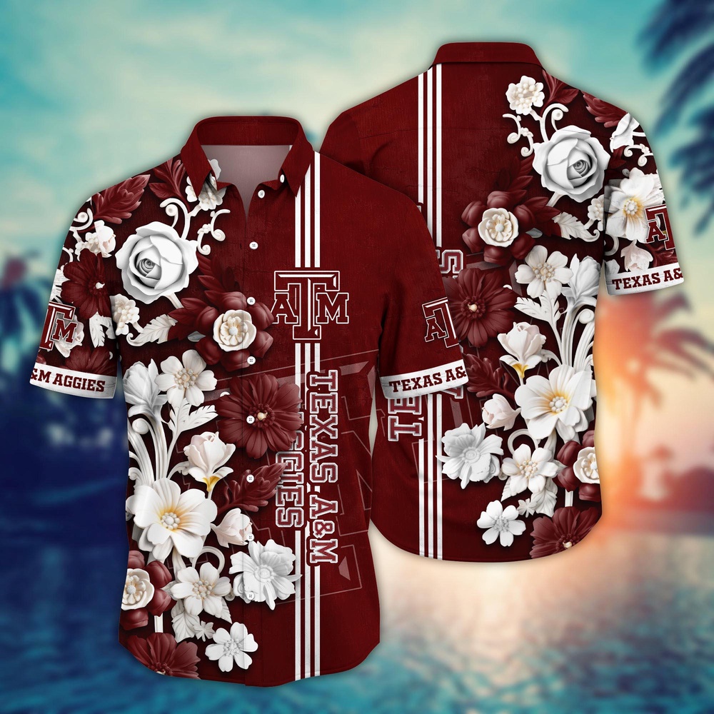 NCAA Texas A&M Aggies Hawaiian Shirt Floral Fantasy Fiesta For Sports Fans NCAA Texas A&M Aggies Hawaiian Shirt Floral Fantasy Fiesta For Sports Fans