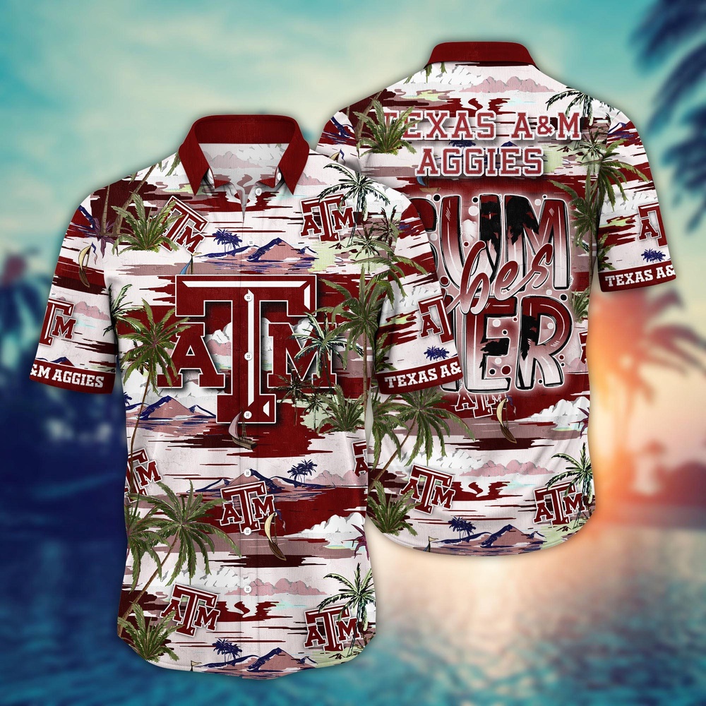 NCAA Texas A&M Aggies Hawaiian Shirt Palm Tree Cascade For Sports Fans NCAA Texas A&M Aggies Hawaiian Shirt Palm Tree Cascade For Sports Fans