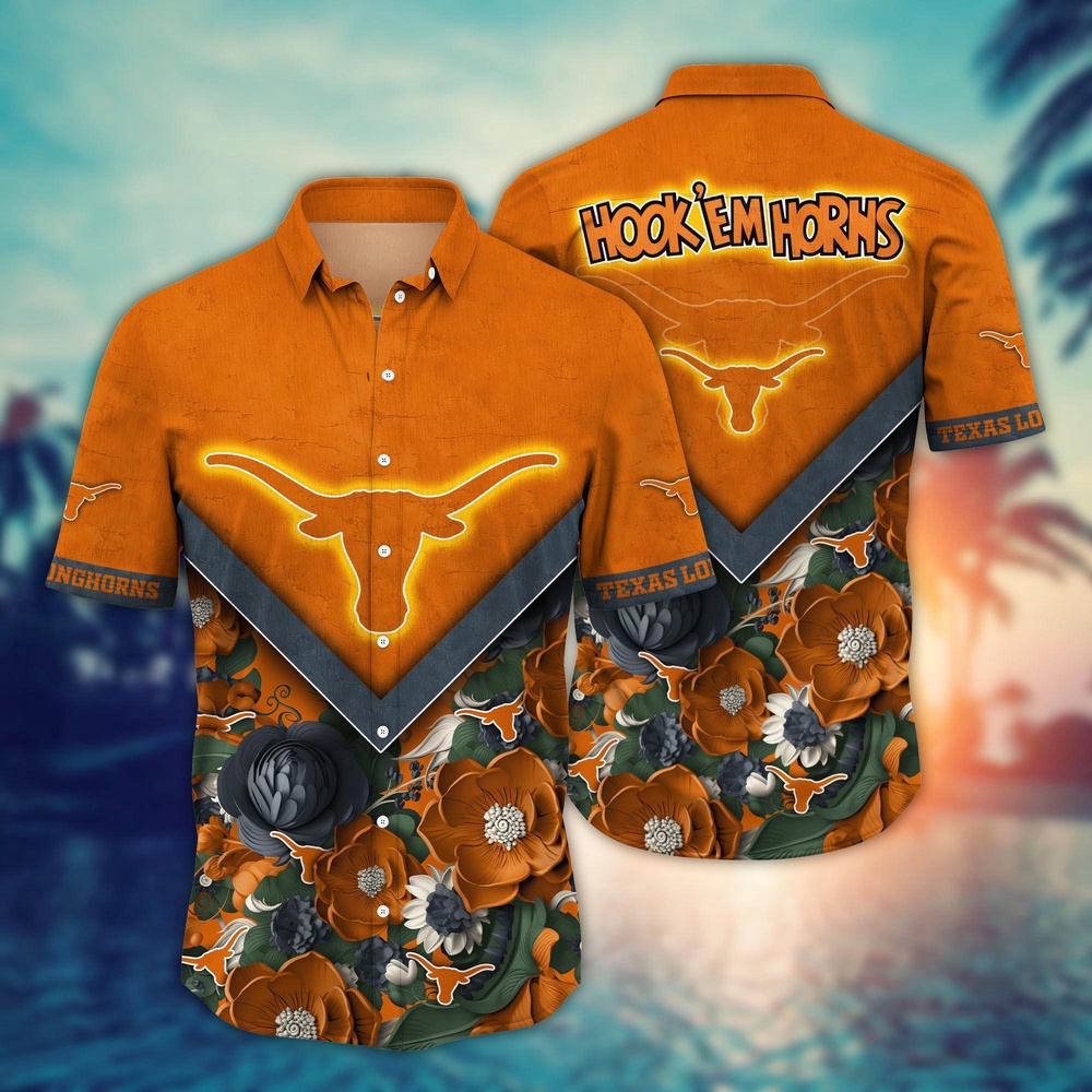 NCAA Texas Longhorns Hawaiian Shirt Blossom Blaze For Fans NCAA Texas Longhorns Hawaiian Shirt Blossom Blaze For Fans