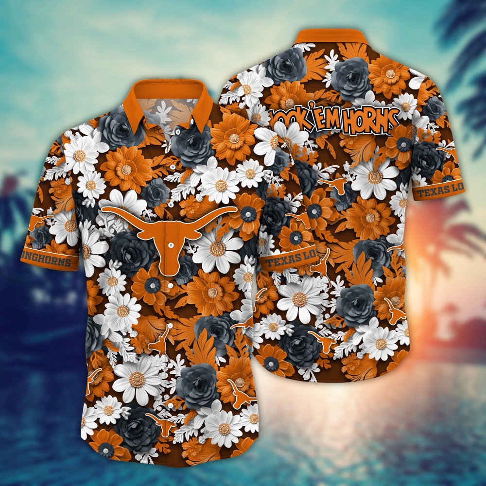 NCAA Texas Longhorns Hawaiian Shirt Breeze Through Bloom For Sports Fans NCAA Texas Longhorns Hawaiian Shirt Breeze Through Bloom For Sports Fans