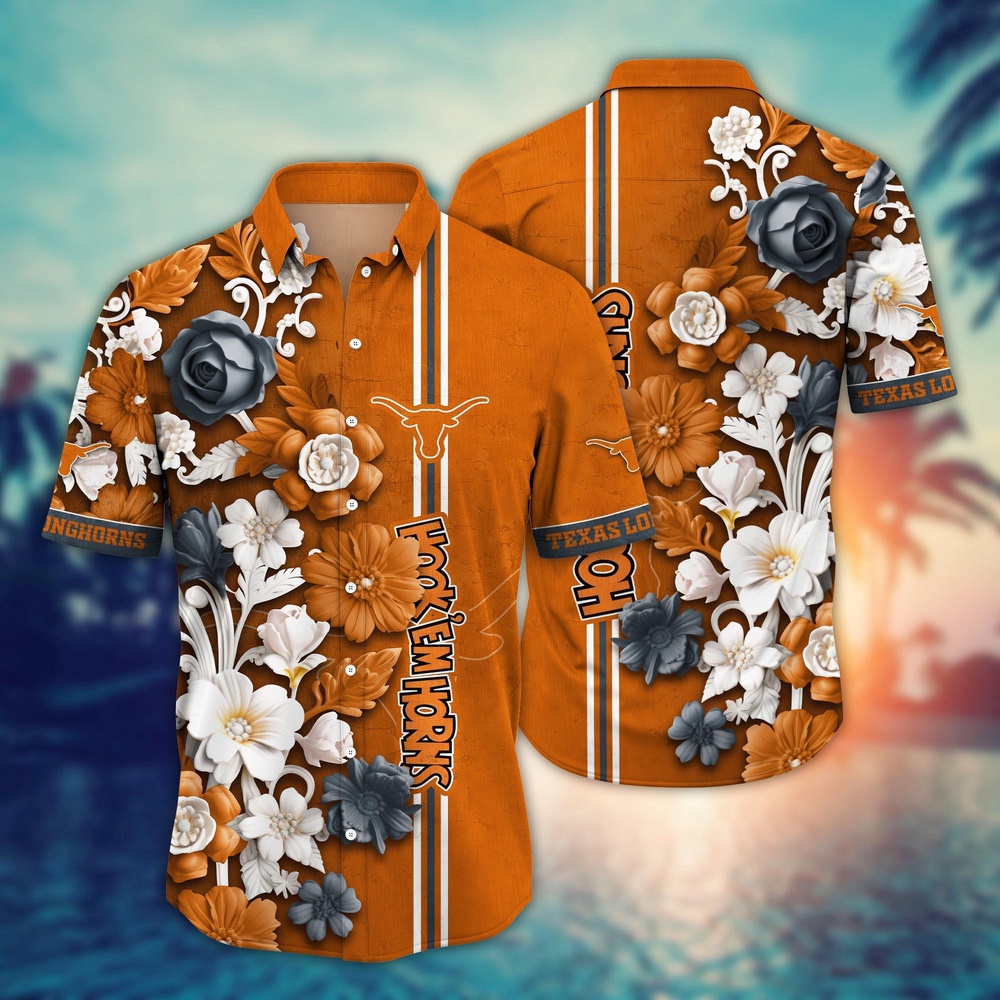 NCAA Texas Longhorns Hawaiian Shirt Floral Fantasy Fiesta For Sports Fans NCAA Texas Longhorns Hawaiian Shirt Floral Fantasy Fiesta For Sports Fans
