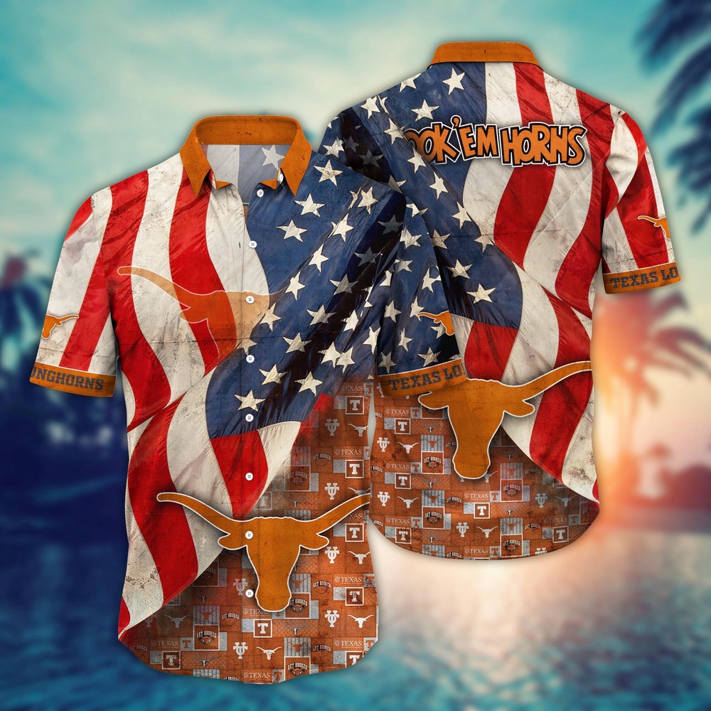 NCAA Texas Longhorns Hawaiian Shirt US Flags Elegance For Sports Fans