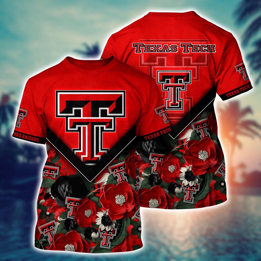 NCAA Texas Tech Red Raiders 3D T-Shirt Sporty Elegance Bliss For Sports Fans NCAA Texas Tech Red Raiders 3D T-Shirt Sporty Elegance Bliss For Sports Fans