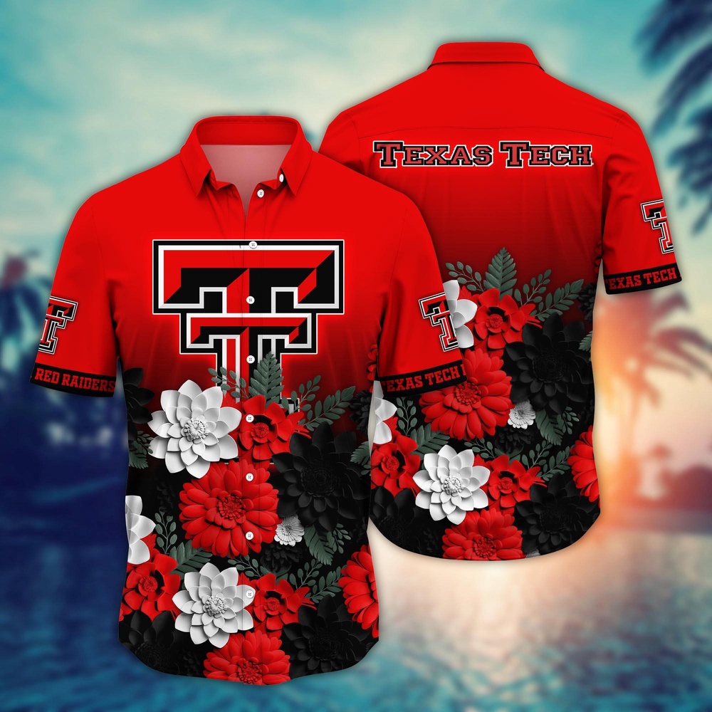 NCAA Texas Tech Red Raiders Hawaiian Shirt Blossom Bliss Cascade For Fans NCAA Texas Tech Red Raiders Hawaiian Shirt Blossom Bliss Cascade For Fans