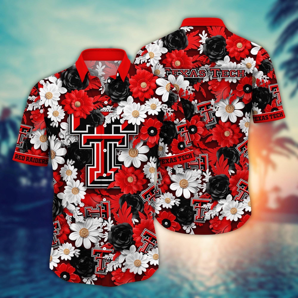 NCAA Texas Tech Red Raiders Hawaiian Shirt Cheerful Bloom Beats For Sports Fans NCAA Texas Tech Red Raiders Hawaiian Shirt Cheerful Bloom Beats For Sports Fans