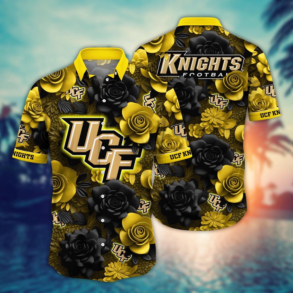 NCAA UCF Knights Hawaiian Shirt Floral Rhapsody For Sports Fans NCAA UCF Knights Hawaiian Shirt Floral Rhapsody For Sports Fans