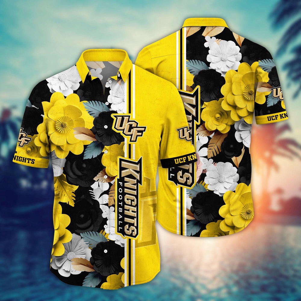 NCAA UCF Knights Hawaiian Shirt Tropical Flower Pattern For Sports Fans NCAA UCF Knights Hawaiian Shirt Tropical Flower Pattern For Sports Fans