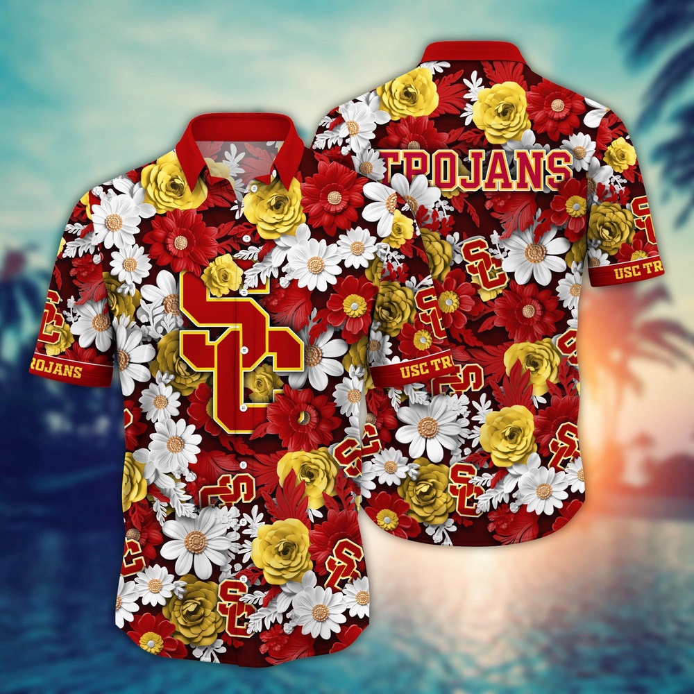 NCAA USC Trojans Hawaiian Shirt Blossom Burst Bliss For Sports Fans NCAA USC Trojans Hawaiian Shirt Blossom Burst Bliss For Sports Fans