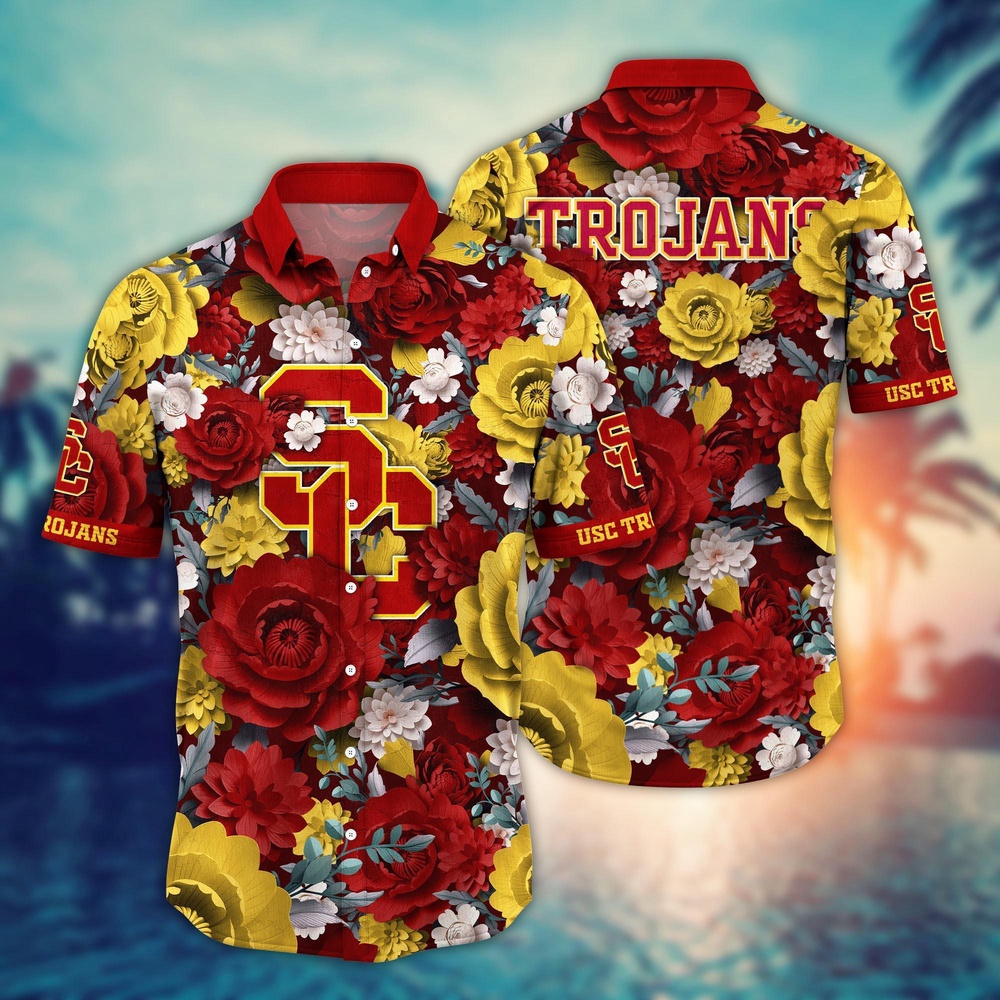NCAA USC Trojans Hawaiian Shirt Champion Bloom Parade For Fans NCAA USC Trojans Hawaiian Shirt Champion Bloom Parade For Fans