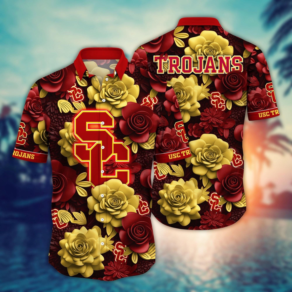 NCAA USC Trojans Hawaiian Shirt Floral Rhapsody For Sports Fans NCAA USC Trojans Hawaiian Shirt Floral Rhapsody For Sports Fans