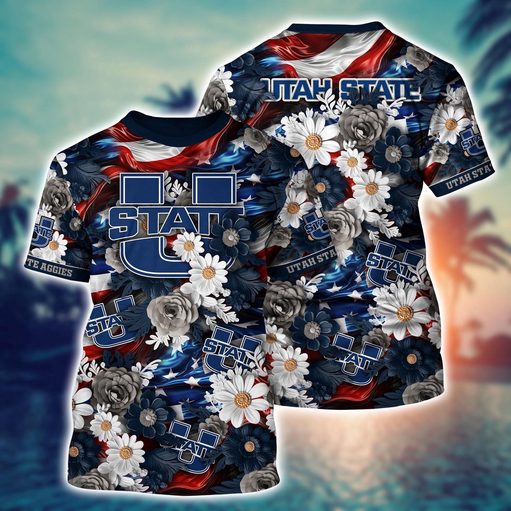 NCAA Utah State Aggies 3D T-Shirt Signature Bliss For Fans NCAA Utah State Aggies 3D T-Shirt Signature Bliss For Fans