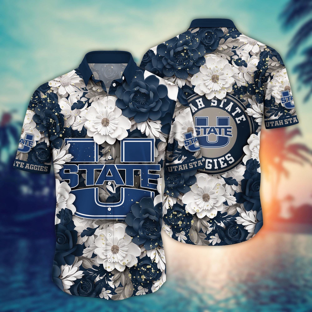 NCAA Utah State Aggies Hawaiian Shirt Floral Finesse Aloha Extravaganza For Fans NCAA Utah State Aggies Hawaiian Shirt Floral Finesse Aloha Extravaganza For Fans