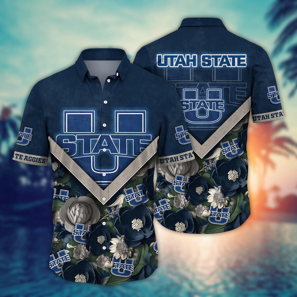 NCAA Utah State Aggies Hawaiian Shirt Floral Fusion Aloha Bliss For Fans NCAA Utah State Aggies Hawaiian Shirt Floral Fusion Aloha Bliss For Fans