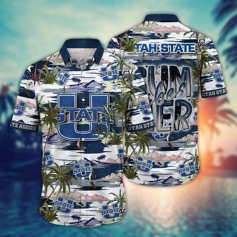 NCAA Utah State Aggies Hawaiian Shirt Palm Tree Paradise For Sports Fans NCAA Utah State Aggies Hawaiian Shirt Palm Tree Paradise For Sports Fans
