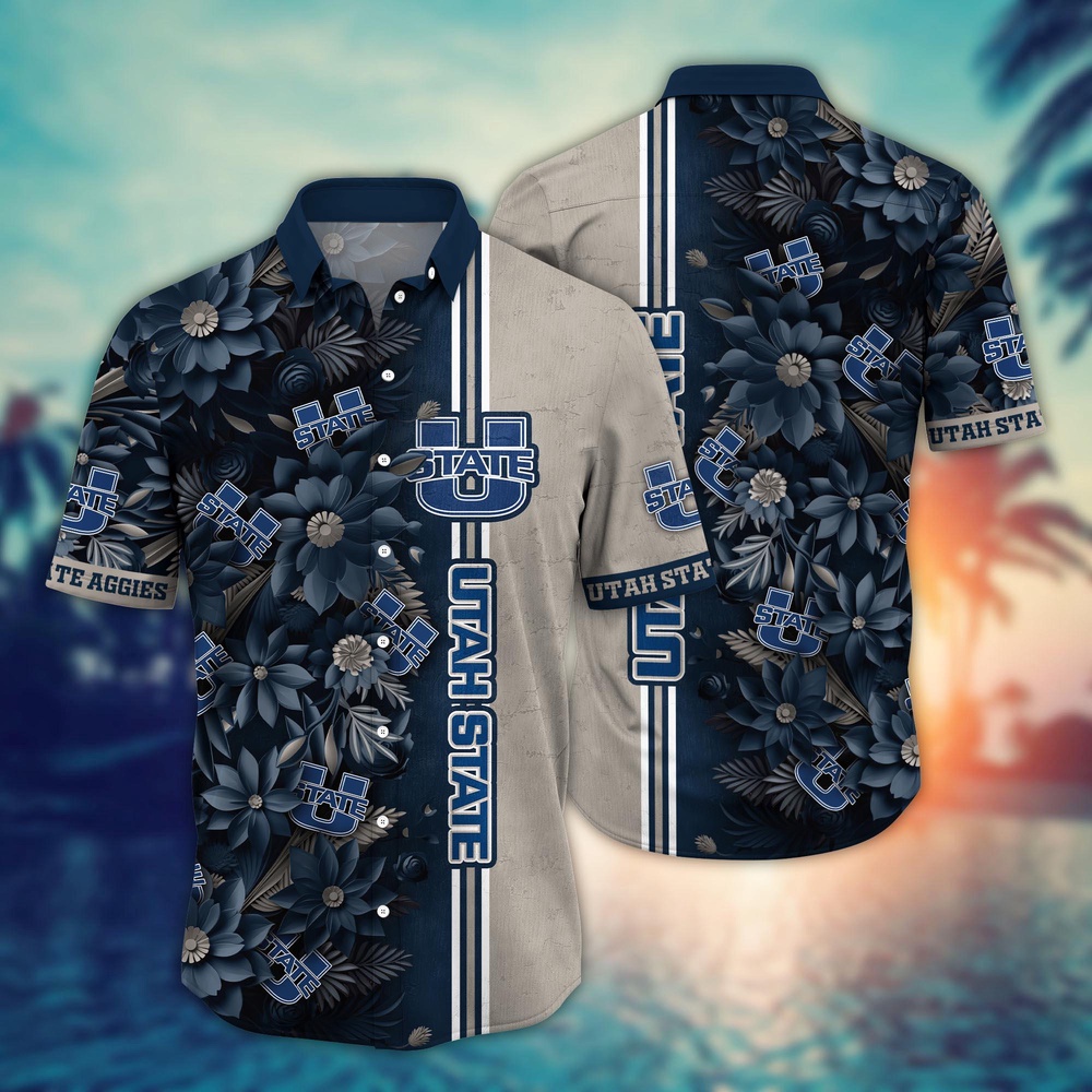 NCAA Utah State Aggies Hawaiian Shirt Victory Vibes Aloha Twist For Fans NCAA Utah State Aggies Hawaiian Shirt Victory Vibes Aloha Twist For Fans