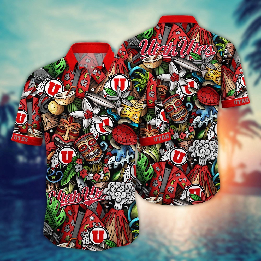 NCAA Utah Utes Hawaiian Shirt Campus Blossom Bliss Gift For Fans NCAA Utah Utes Hawaiian Shirt Campus Blossom Bliss Gift For Fans