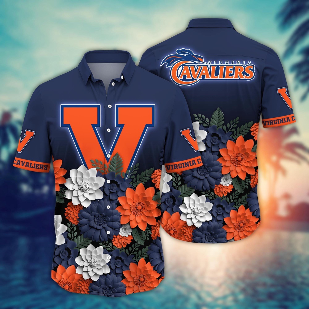 NCAA Virginia Cavaliers Hawaiian Shirt Blossom Bliss Cascade For Fans NCAA Virginia Cavaliers Hawaiian Shirt Blossom Bliss Cascade For Fans