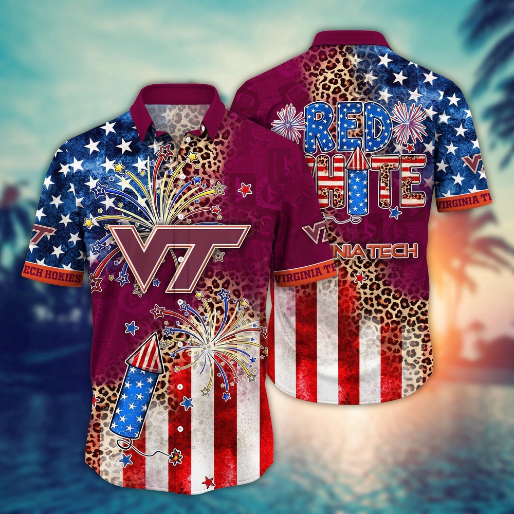 NCAA Virginia Tech Hokies Hawaiian Shirt Floral Fanfare Gift For Fans NCAA Virginia Tech Hokies Hawaiian Shirt Floral Fanfare Gift For Fans
