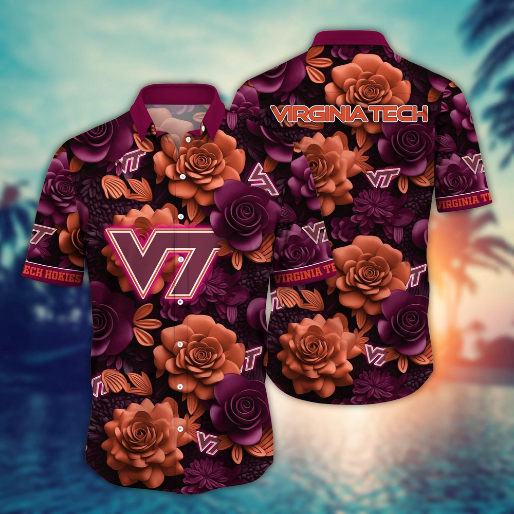 NCAA Virginia Tech Hokies Hawaiian Shirt Floral Rhapsody For Sports Fans NCAA Virginia Tech Hokies Hawaiian Shirt Floral Rhapsody For Sports Fans