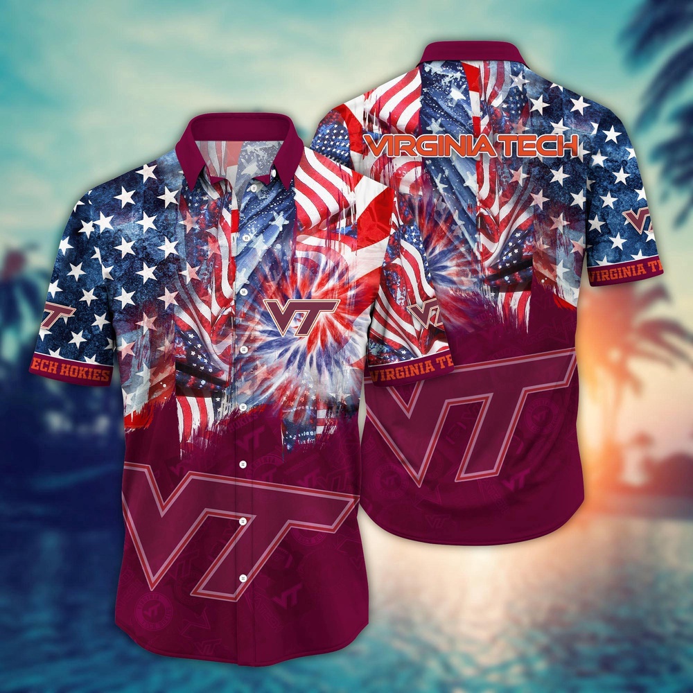 NCAA Virginia Tech Hokies Hawaiian Shirt Sideline Bloom Gift For Fans