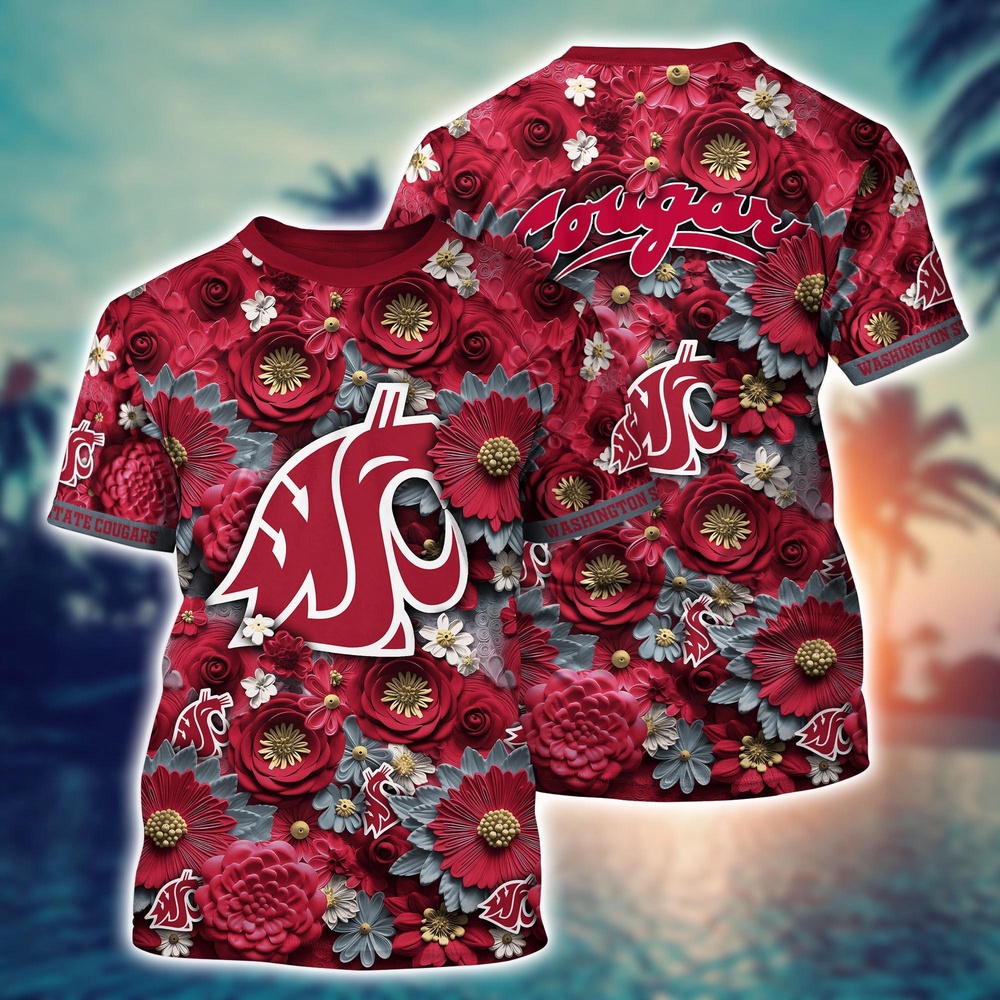 NCAA Washington State Cougars 3D T-Shirt Athletic Aura Trends For Sports Fans NCAA Washington State Cougars 3D T-Shirt Athletic Aura Trends For Sports Fans