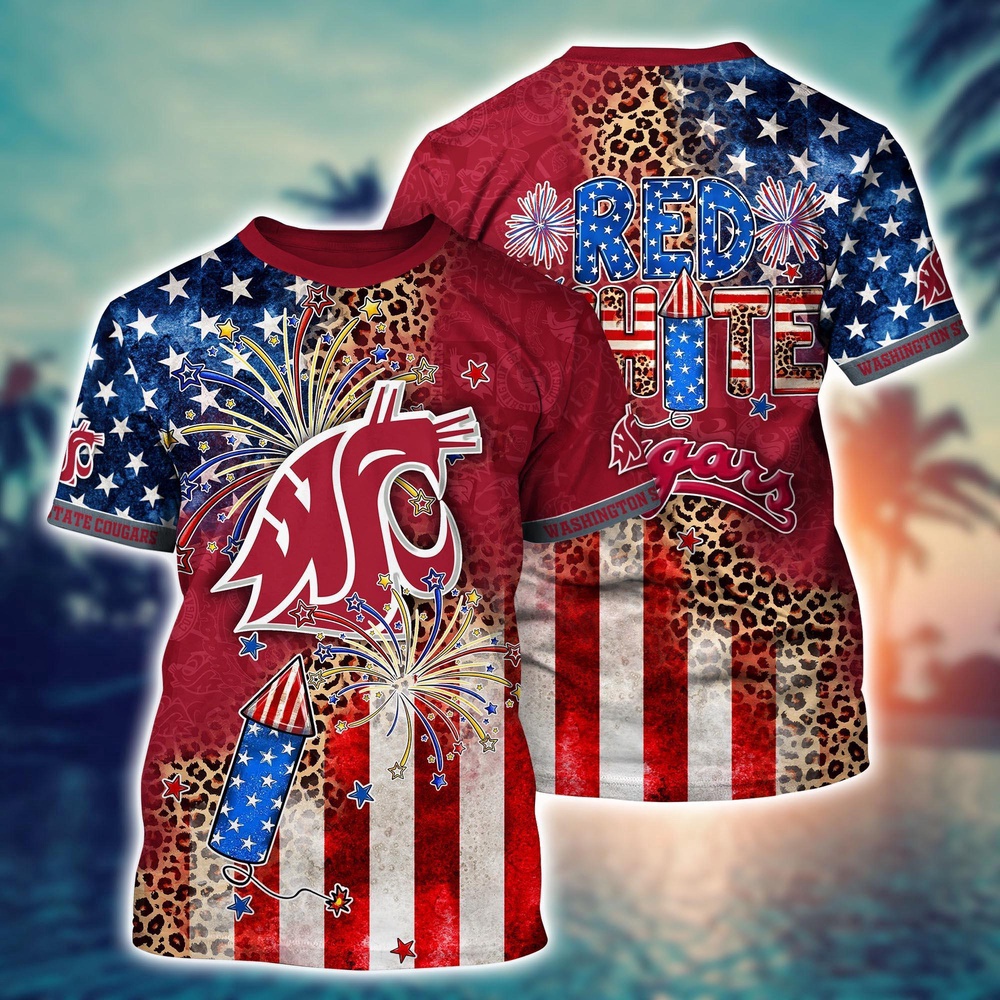 NCAA Washington State Cougars 3D T-Shirt Sleek Campus Style For Fans NCAA Washington State Cougars 3D T-Shirt Sleek Campus Style For Fans