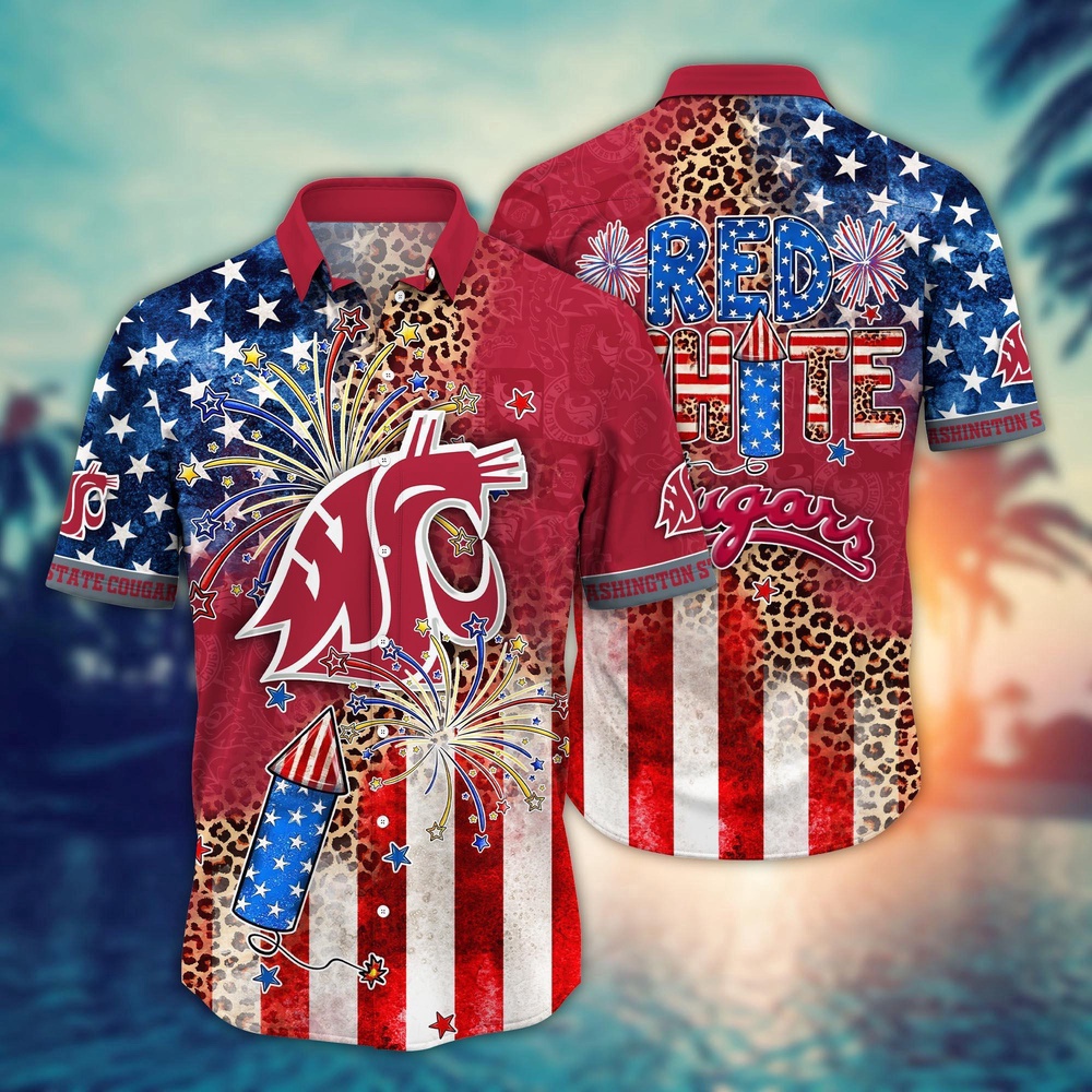 NCAA Washington State Cougars Hawaiian Shirt Floral Fanfare Gift For Fans NCAA Washington State Cougars Hawaiian Shirt Floral Fanfare Gift For Fans