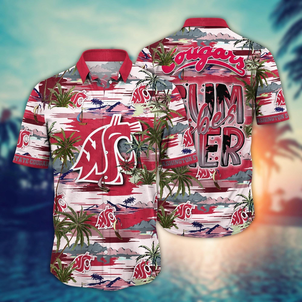 NCAA Washington State Cougars Hawaiian Shirt Tropical Bliss Brigade For Sports Fans NCAA Washington State Cougars Hawaiian Shirt Tropical Bliss Brigade For Sports Fans