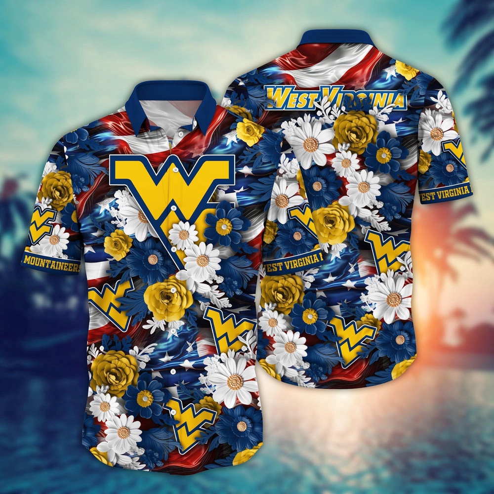 NCAA West Virginia Mountaineers Hawaiian Shirt Campus Bloom Elegance Gift For Fans NCAA West Virginia Mountaineers Hawaiian Shirt Campus Bloom Elegance Gift For Fans