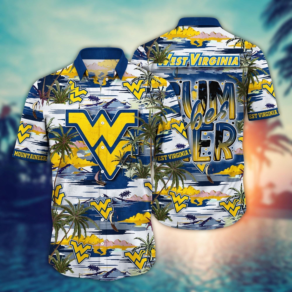 NCAA West Virginia Mountaineers Hawaiian Shirt Palm Tree Cascade For Sports Fans NCAA West Virginia Mountaineers Hawaiian Shirt Palm Tree Cascade For Sports Fans