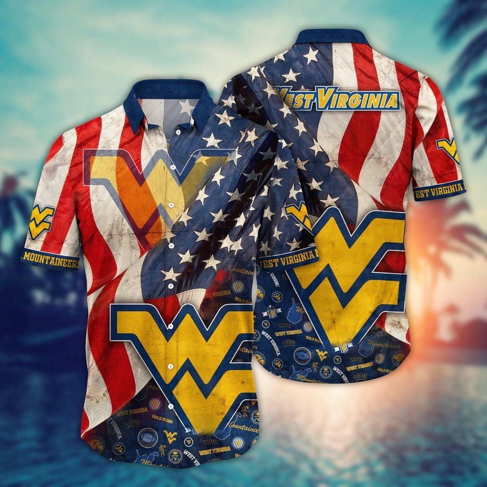NCAA West Virginia Mountaineers Hawaiian Shirt US Flags Elegance For Sports Fans NCAA West Virginia Mountaineers Hawaiian Shirt US Flags Elegance For Sports Fans