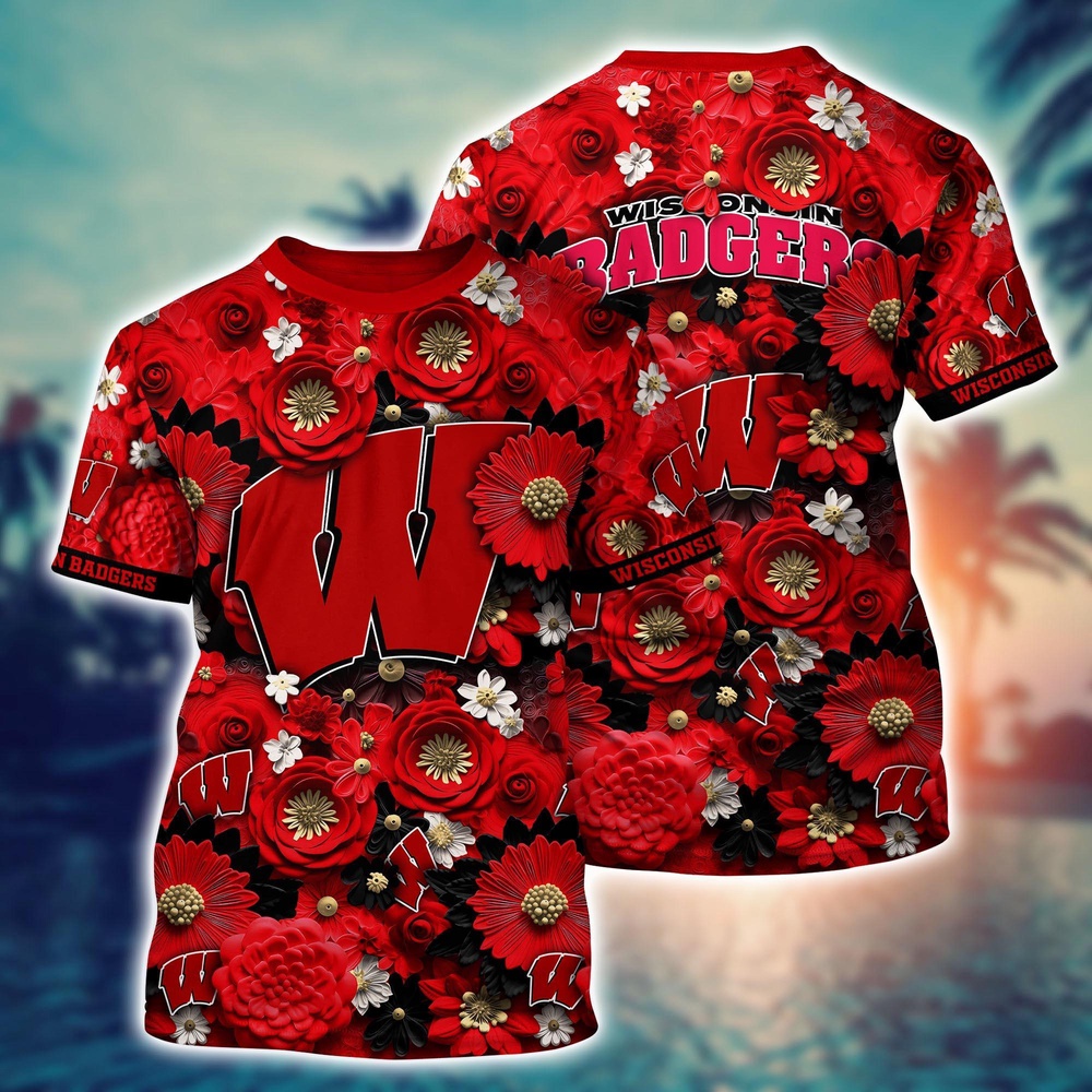 NCAA Wisconsin Badgers 3D T-Shirt Athletic Aura Trends For Sports Fans NCAA Wisconsin Badgers 3D T-Shirt Athletic Aura Trends For Sports Fans