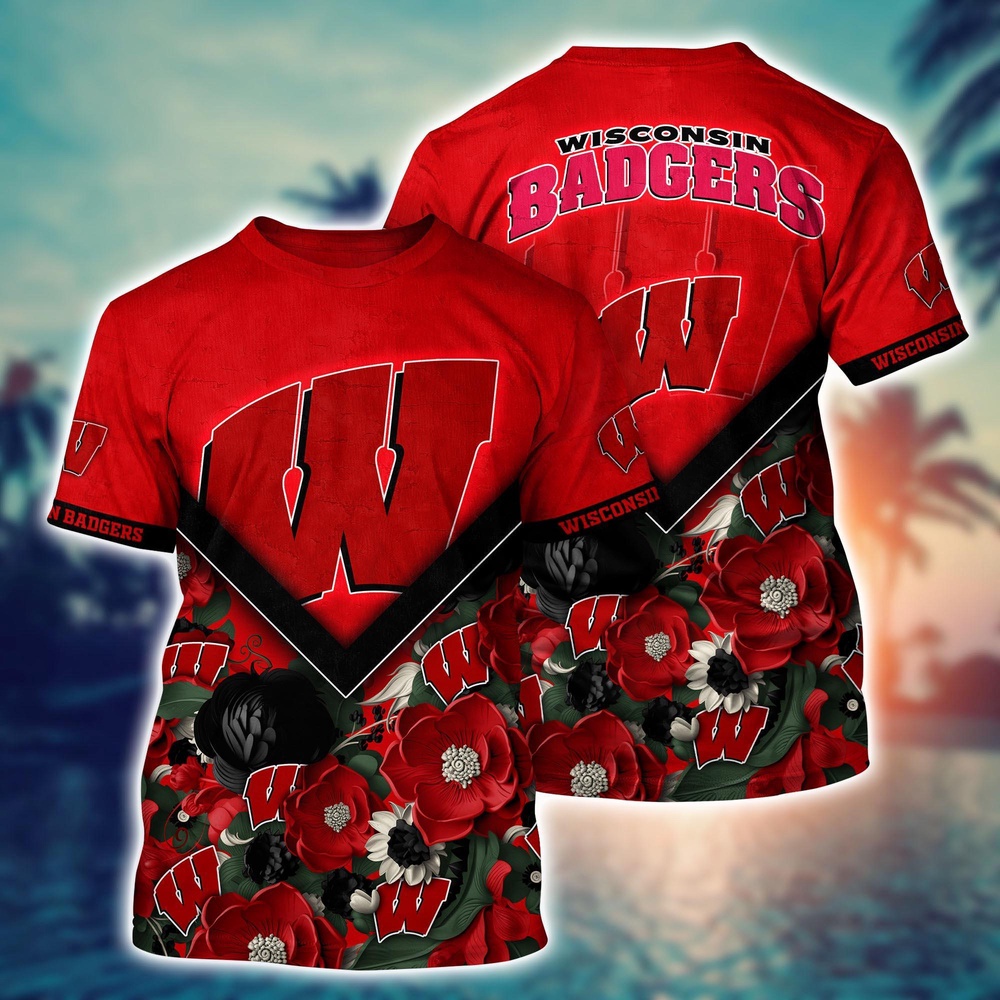 NCAA Wisconsin Badgers 3D T-Shirt Champion Comfort Fashion For Sports Fans NCAA Wisconsin Badgers 3D T-Shirt Champion Comfort Fashion For Sports Fans